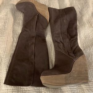 Women’s brown sable color leather Platform boots